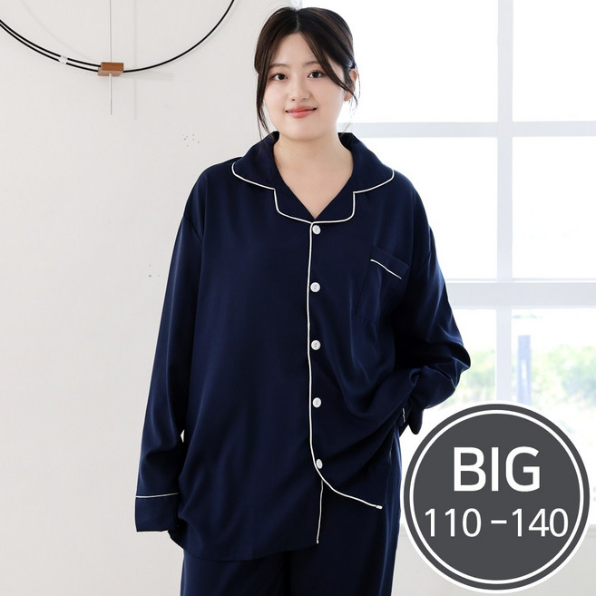 빅사이즈 남여공용 실크터치 미드나잇 잠옷세트