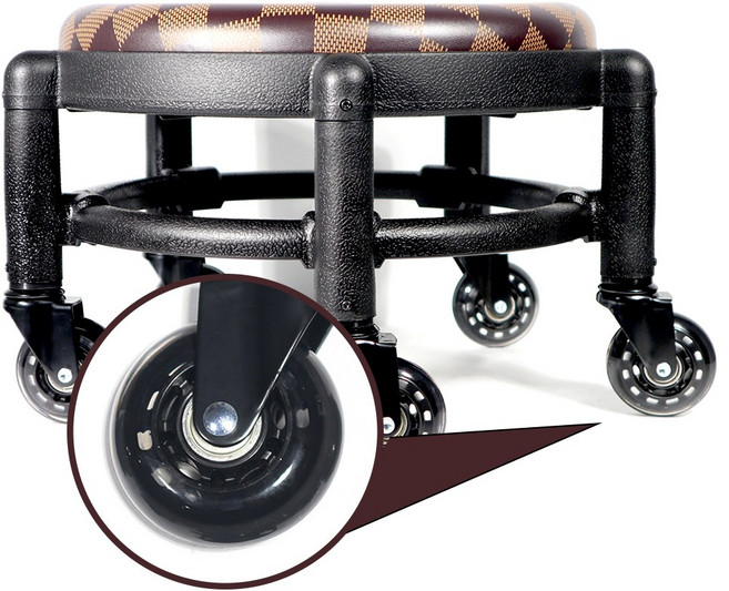 뷰티다모아 (24cm) 앉은뱅이 작업 의자 (2.5인치) 무소음 우레탄 베어링 바퀴 사출, 1개, 체크브라운