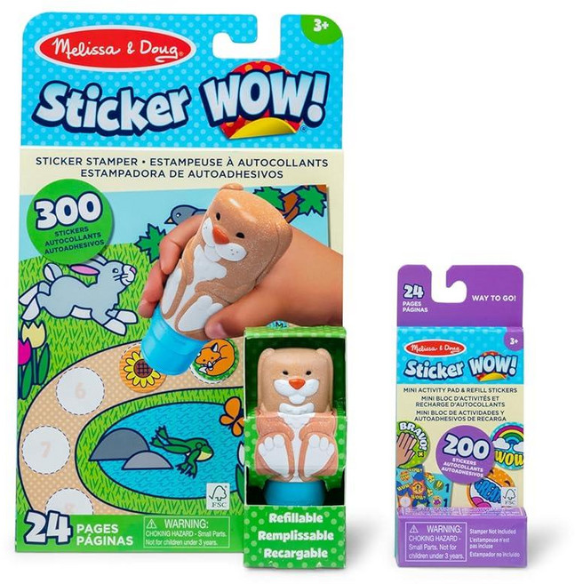 멜리사앤더그 와우 스티커 강아지 & 리필 200매 세트 140377, Bunny