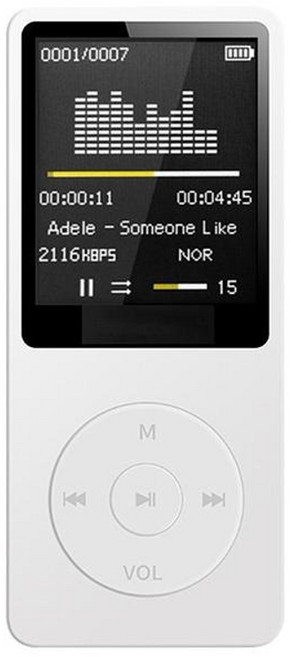 MP3 플레이어 기록 디지털 디스플레이 화면 휴대용 무손실 플레이어 휴대용 스포츠 마이크와 함께 걷는 장비 실행, White, 01 WHITE