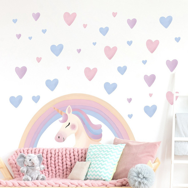 태쓰 아이방 꾸미기 인테리어 벽 데코 스티커, 유니콘