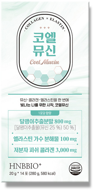 헬스앤뷰티 HNB Bio 코엘뮤신 (콜라겐 3000+엘라스틴 100+뮤신 800), 6개, 280g