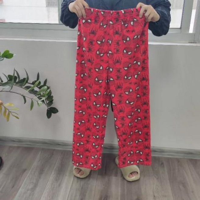 2024 뉴 스파이더 맨 슬리핑 팬츠 애니메이션 헬로 키티 파자마 바지 플란넬 소프트 캐주얼 바지 만화 홈 바지 커플 선물, M(35-50kg), 1)X-Spider-man Red, 1개