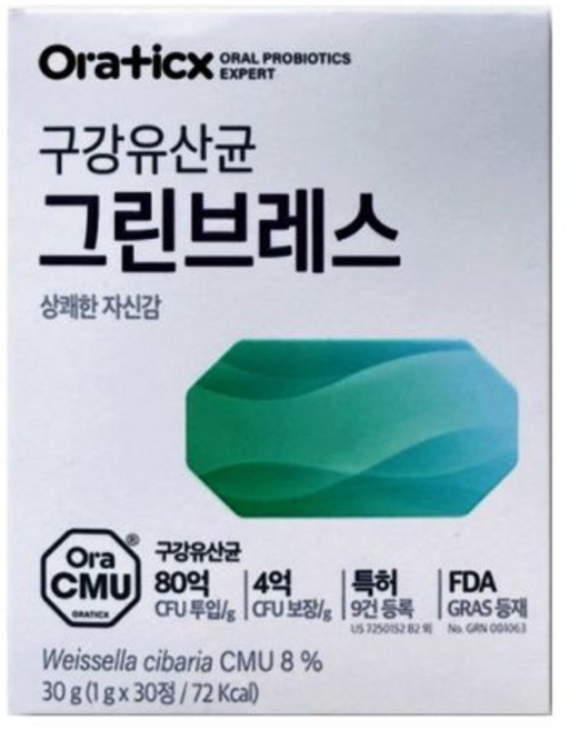 오라팜 오라틱스 구강유산균 그린브레스 80억 상쾌한자신감 30정 1개 549401