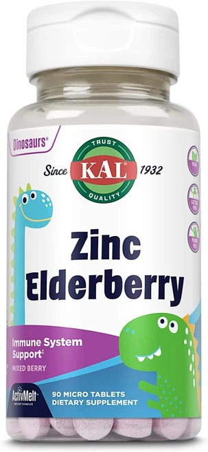 칼다이노소어스 어린이 아연 징크 엘더베리 삼부커스 믹스드 베리 마이크로 타블렛, 90개입, 1개, 90정 - 쿠팡