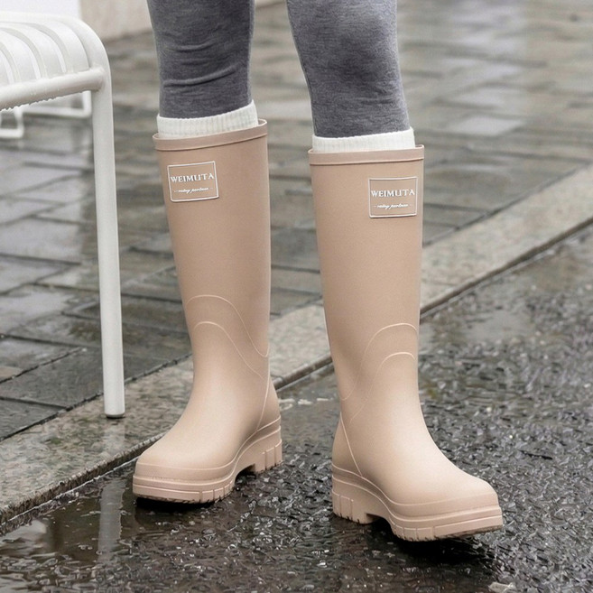 라뷰드 여성 미끄럼 방지 롱 레인 부츠 3cm 비오는 장마 발편한 방수 장화 여름 캐주얼 패션 키높이 통굽 신발