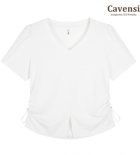 Cavensi V領抽繩短袖上衣