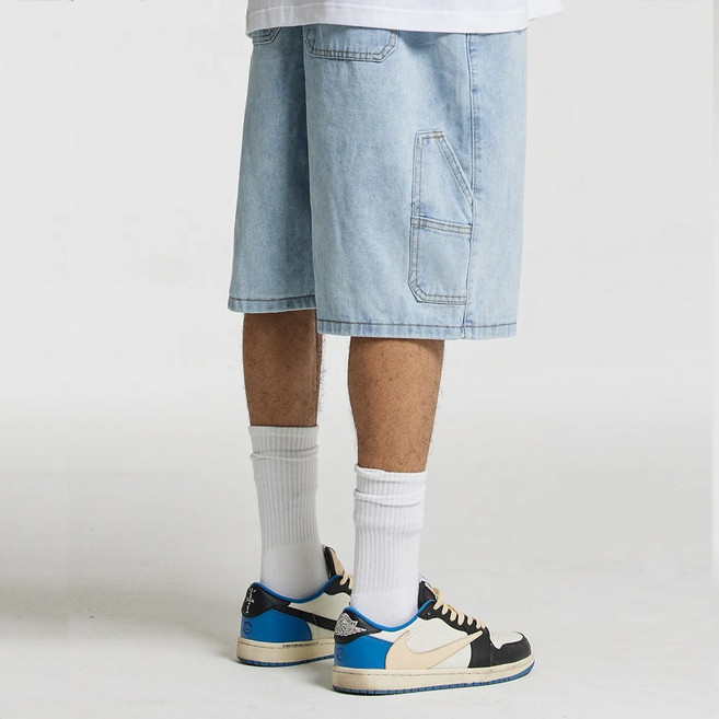 누적판매 12만장 크림소다랩 남녀공용 버뮤다 카펜터 숏밴딩 데님팬츠 반바지 커플바지