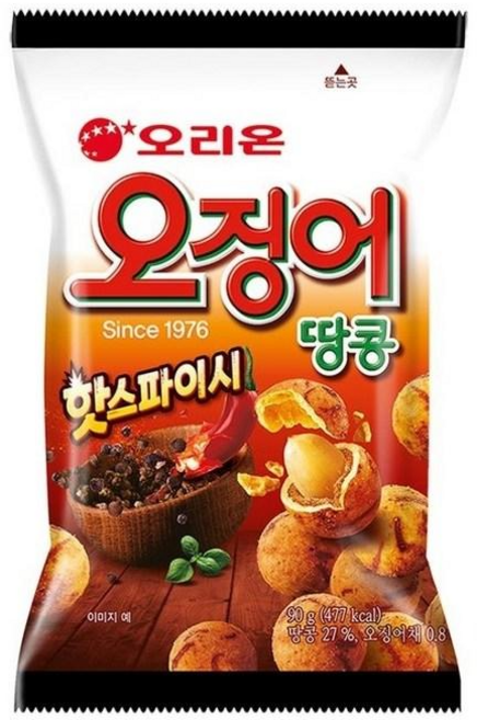오리온 오징어땅콩 핫스파이시, 3개, 90g