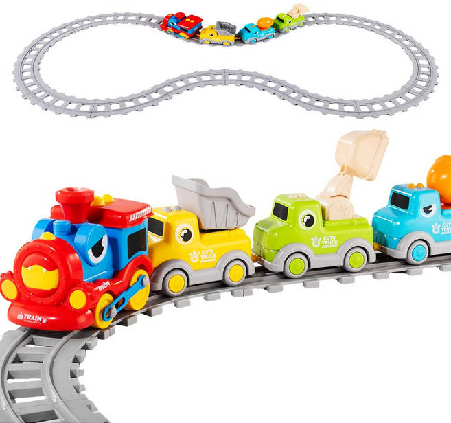 토요요 공룡 스팀 분무 전동기차 레일세트 라이트 사운드 연동 화차 기차놀이 장난감 3세이상 G-PW1, 1세트, 혼합색상