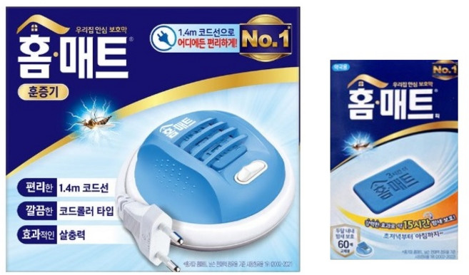 헨켈 코리아 홈매트 코드롤러 훈증기 1.4m 1p + 홈매트 매트피 리필 60매 1p 모기퇴치 벌레퇴치 모기약, 1세트