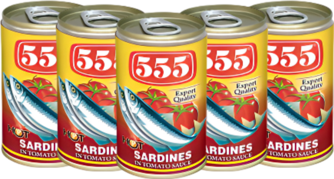 555 Sardines in Tomato Sauce Hot 사딘스 토마토 핫 매운맛 155g, 5개