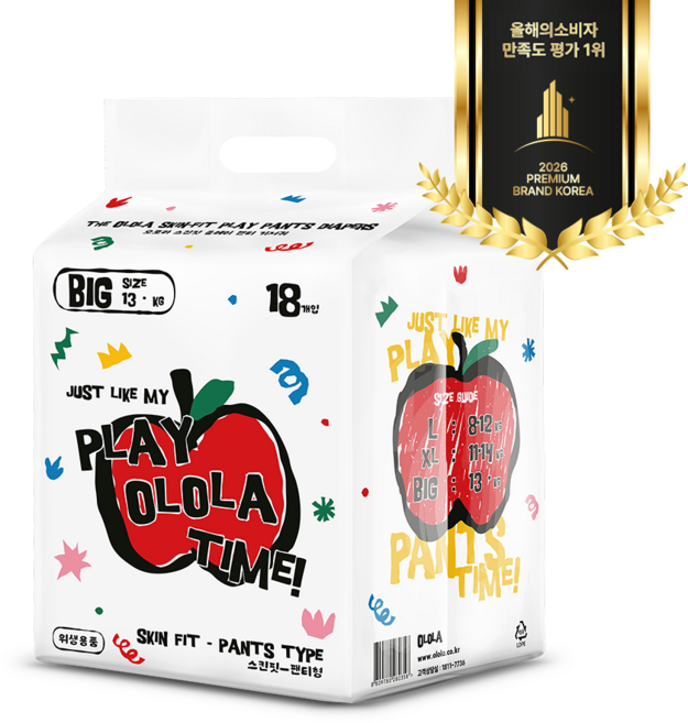 오로라 스킨핏 플레이 팬티기저귀 여름기저귀 점보 18매x1팩, 빅형(Big), 18매