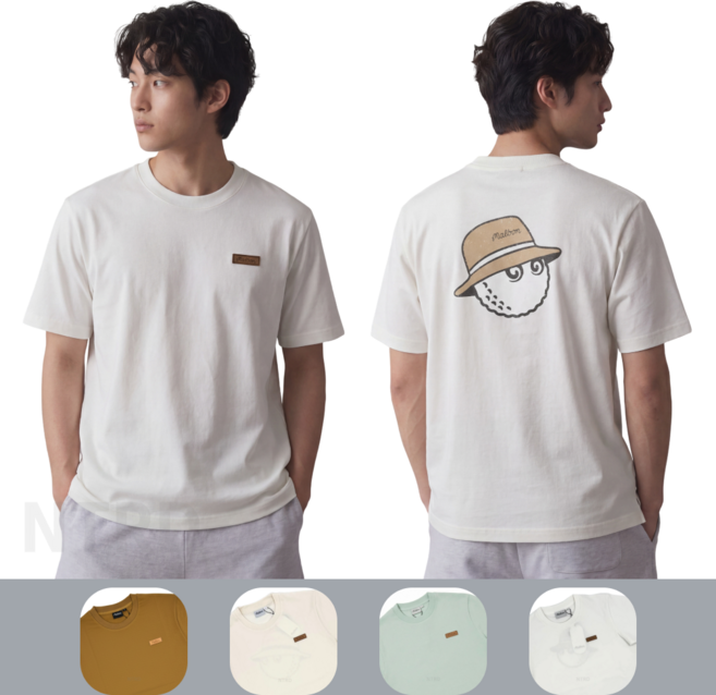 말본 골프 남녀공용 반팔티 와펜 라운드 티셔츠 등판 버킷 포인트