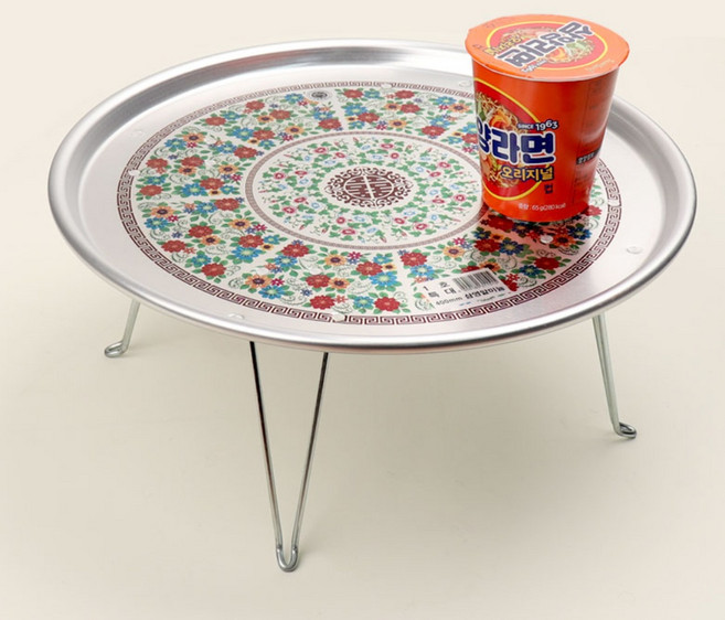 [쿡차 알루미늄 레트로 꽃 밥상] 빈티지 접이식 양은 원형 발상