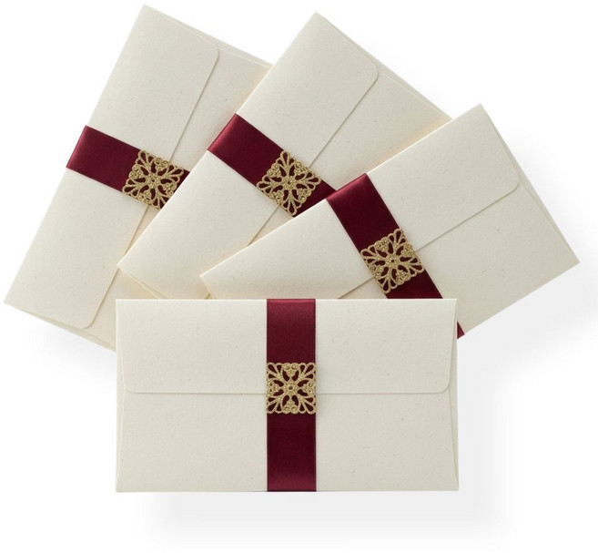 셀리나에스 고급 핸드메이드 용돈봉투 감사 답례 봉투, 4개, 레드