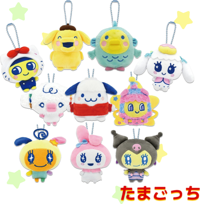 다마고치 X 산리오 콜라보 치비누이 키링 마스코트 인형 미미치 마메치 구치파치 플라워치 멜로디치 키티 마이멜로디 폼폼푸린 Tamagotchi Uni 주둥치 산리오 주댕치, 코기뮹X우파치, 1개