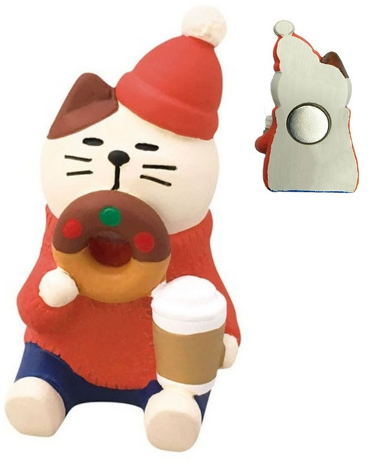 일본식 ZAKKA 귀여운 고양이 입체 냉장고 자석 미니어쳐 피규어 장식품, 31도넛 냠 고양이