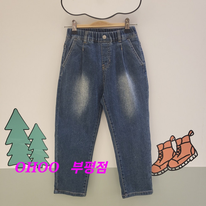 오후 부평점 25'NEW 신축성은 기본##트랜디한 워싱##누가 입어도 편하고 예쁜 원턱 배기핏 데님팬츠