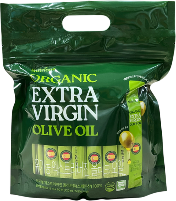 일회용 올리브오일 개별포장 유기농 올리브유 엑스트라버진 100% 코스트코 냉압착 소포장 공복 생식 스페인산, 1세트, 720ml