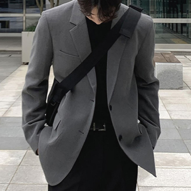 남자 정장 투버튼 자켓 루즈핏 가을 겨울 정장 캐주얼 링클프리 스판 블레이져 외투 비즈니스 캐주얼 트렌디 자켓 신사복