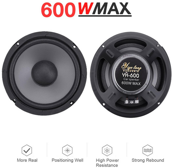 5/6 600W 범위 양방향 문짝 차량 스피커 음악 4 스테레오 주파수 인치 자동차 오디오 서브우퍼, 6 inch