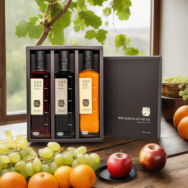 초산정 k소스 한상준 감향초 발사믹식초 3종 선물세트, 1박스, 520ml
