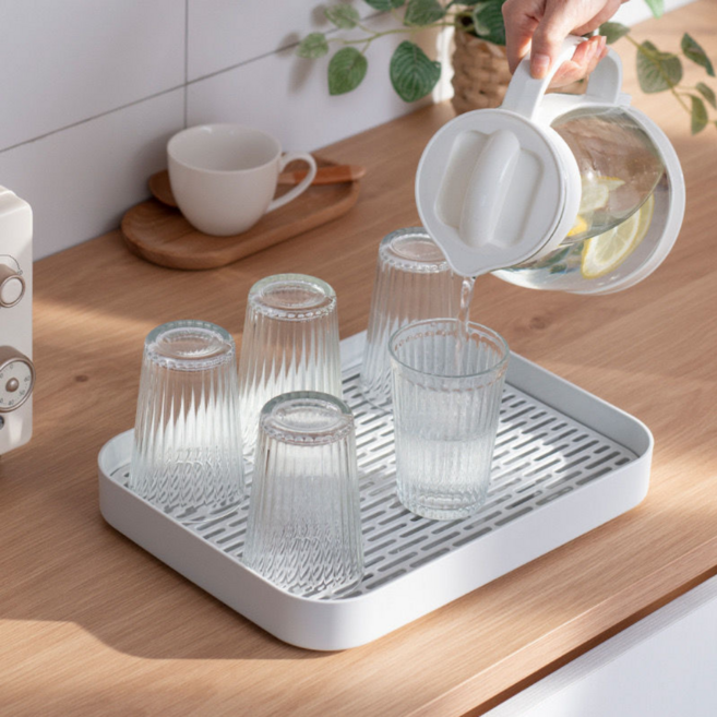 다온이네 컵 텀블러 건조대 정리대 물빠짐 미니 식기건조 트레이, 그레이, 1개, 1단