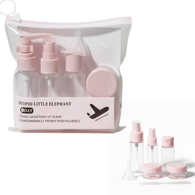 유또 여행용 공병 파우치 100ml 5종 세트, 1세트, 핑크