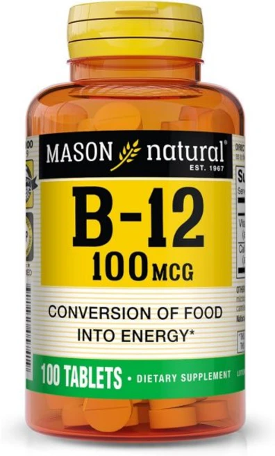 MASON NATURAL Vitamin B12 100 mcg with Calcium - Healthy Conversion of Food into Energy Supports, 1개 - 쿠팡