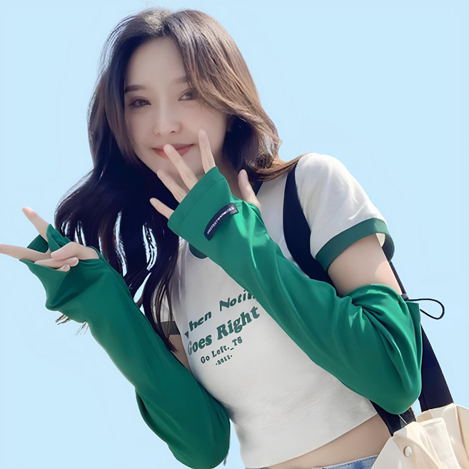 가랑B 여성 스포츠 쿨토시 골프 끈조절 운전용 팔토시, 1개, 그린