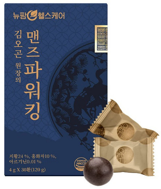 뉴팜헬스케어 김오곤 원장의 맨즈파워킹 지황 홍화자 아르기닌 4g 30환, 1박스