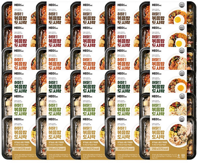 허닭 닭가슴살 볶음밥 도시락 5종 혼합, 30개, 250g