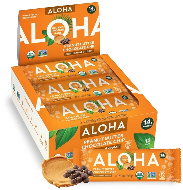 알로하 Aloha 단백질 바 피넛버터 초콜릿 칩 56g x 12팩, 12개 - 쿠팡