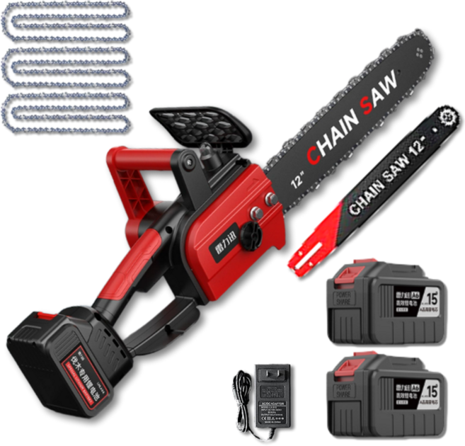 GLTM 독일기술 초경량 전기톱 초걍력 12인치 충전식 무선 체인톱, 1세트, 본품+배터리 2개이상