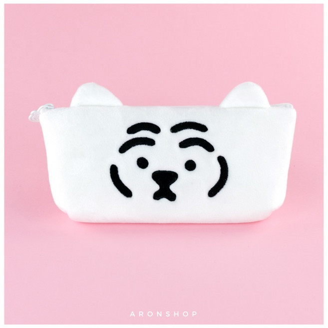 MUZIK TIGER 胖虎造型方形筆袋, 1個, 白胖虎方形筆袋