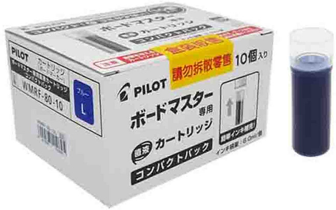 PILOT 百樂 白板筆專用卡水 WMRF-80-10 藍色 10入 替換墨水, 藍(10入/盒), 1個裝
