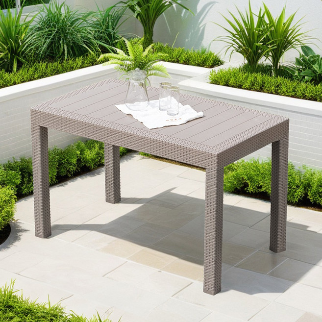 모니카 1200X700 라탄 플라스틱 테이블 야외 카페, 브라운