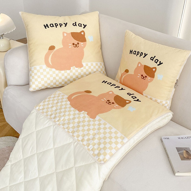 salimm 사계절 2in1 다용도 캠핑용 차박 가정용 접이식 쿠션 이불 담요