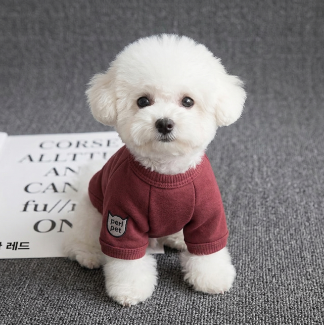 부드러운 강이지 면 티셔츠, 1개, 레드와인