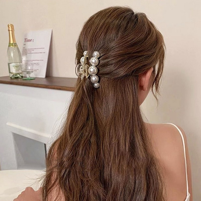 미다미 클루니 진주 반머리 중간 집게핀