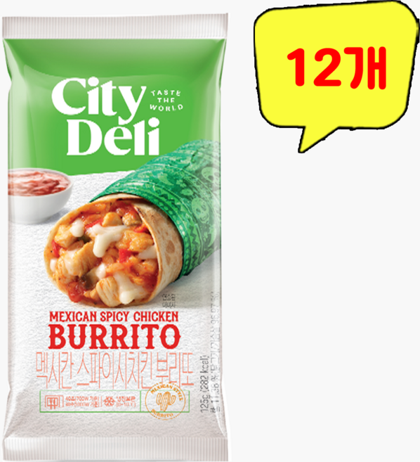삼립 시티델리 멕시칸 스파이시 치킨 부리또, 12개, 125g