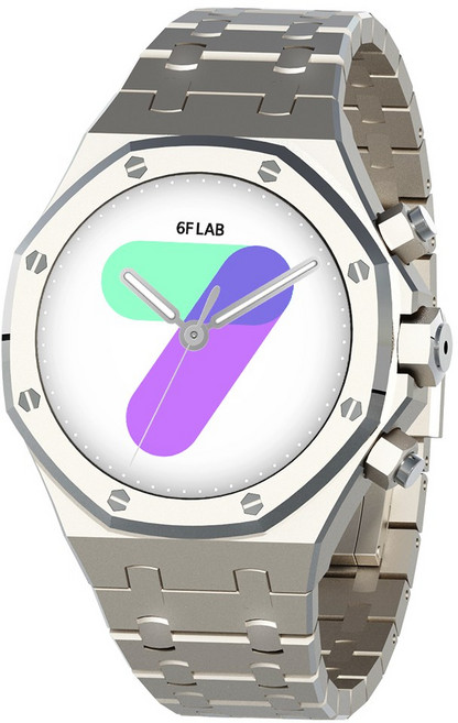 갤럭시워치 호환 풀커버 로얄오크 일체형 메탈 스트랩 케이스, 실버, 1개