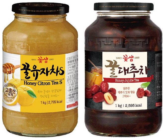 꽃샘 꿀유자차 1kg+꿀대추차 1kg, 1개, 1kg