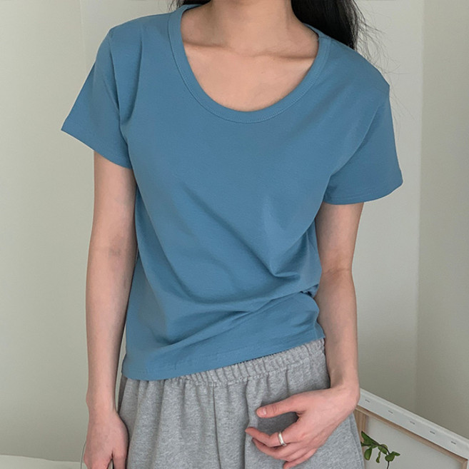 마이쏭 여성 빅사이즈 루즈핏 멘탈유넥모달반팔티