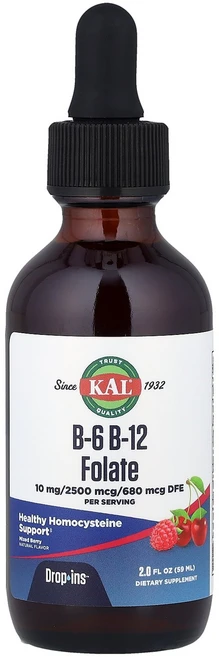KAL B-6 B-12 엽산 믹스 베리 맛 59ml(2fl oz) KAL (칼), 1개 - 쿠팡