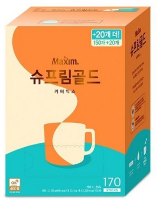 맥심 슈프림골드 커피믹스 170개입, 14g, 1박스