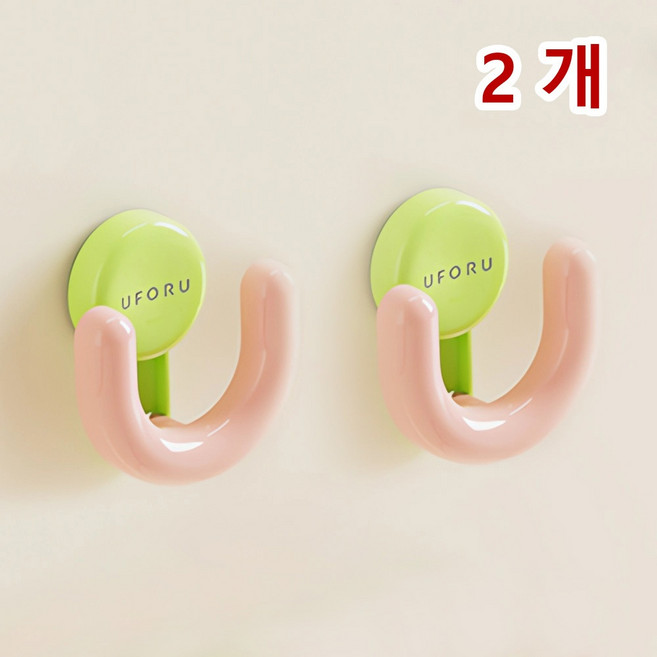 YOPENCE 흡착식후크 거치대 욕실 슬리퍼 정리대, 2개, 그린+핑크