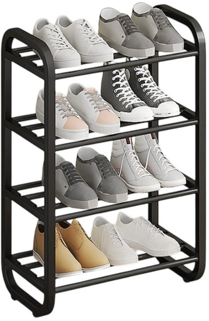 레디박스 현관 튼튼 간편조립 신발장 신발정리대 미니 선반 수납함 45cm, 4단, 블랙
