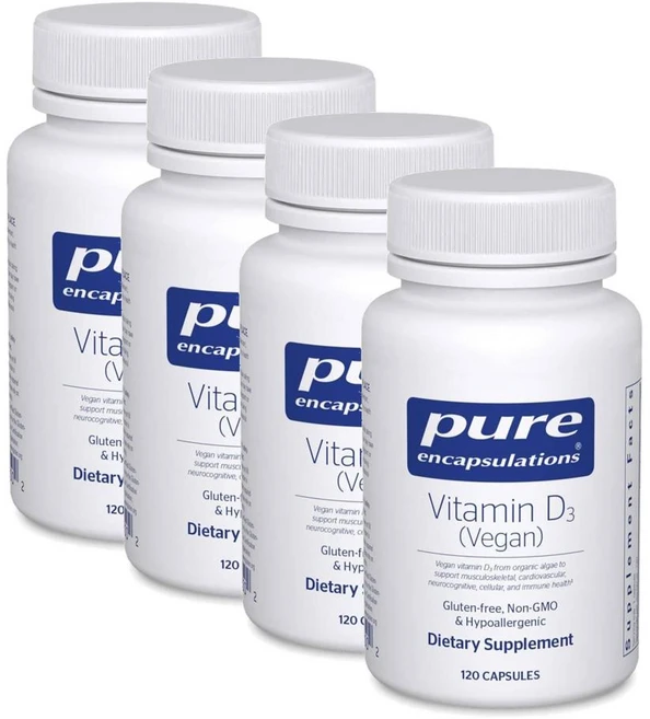퓨어인캡슐레이션 비타민D3 비건 채식 캡슐 Pure Encapsulations Vitamin D3 Vegan, 4개 - 쿠팡